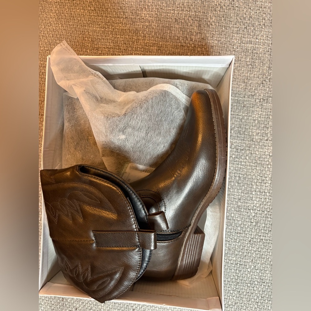Simons Brown Western Ankle Boots Faux Leather EU 39 - Picture 5 of 12